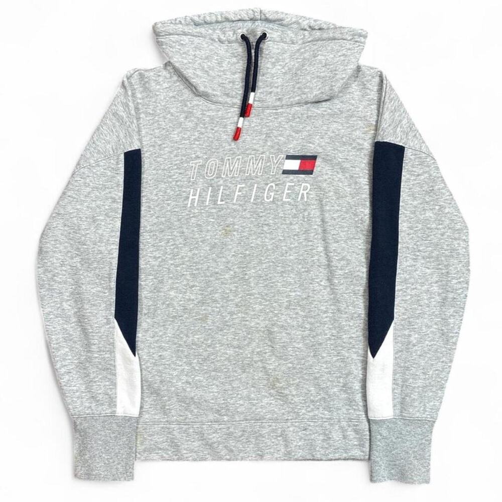 Tommy Hilfiger Sport Women’s Grey Colorblock Funnel Neck Hoodie Size S